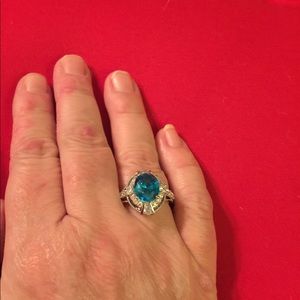 Neon Apatite and White Diamond Simulants ring